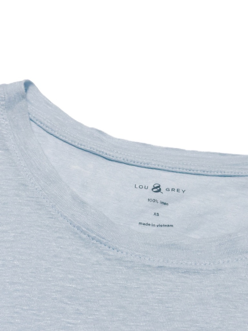 Lou & Grey 100% Linen Oversized Baby Blue T-Shirt Relaxed Fit Boxy Muscle Tee